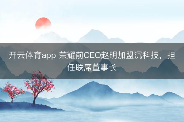 开云体育app 荣耀前CEO赵明加盟沉科技,担任联席董事长