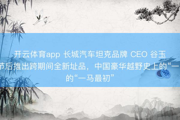 开云体育app 长城汽车坦克品牌 CEO 谷玉坤:春节后推出跨期间全新址品,中国豪华越野史上的“一马最初”