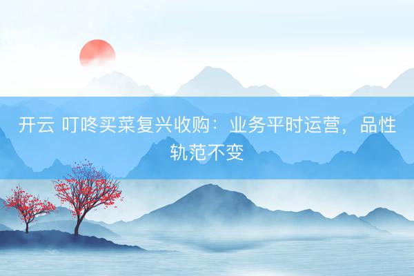 开云 叮咚买菜复兴收购：业务平时运营，品性轨范不变