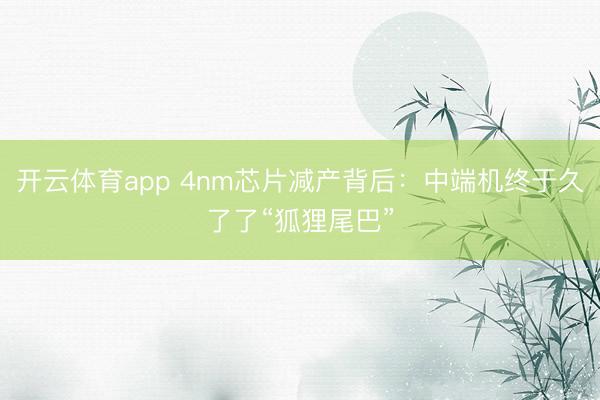 开云体育app 4nm芯片减产背后：中端机终于久了了“狐狸尾巴”