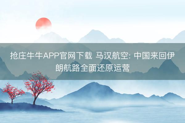 抢庄牛牛APP官网下载 马汉航空: 中国来回伊朗航路全面还原运营